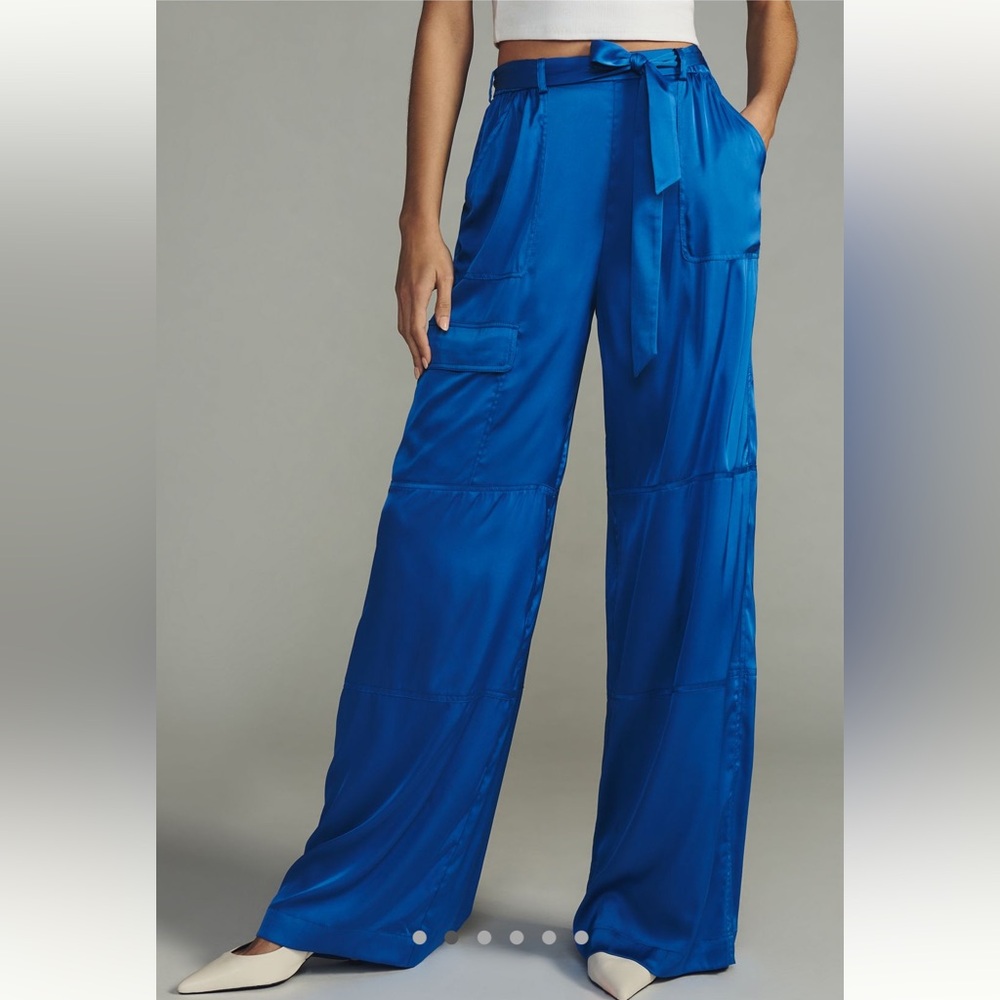 Anthropologie satin wide leg utility pants